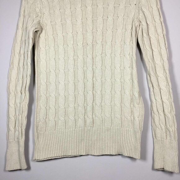 Gap Off White Minimalist Clean Girl Cable Knit Neck Sweater S Autumn Fall Casual - Picture 3 of 8